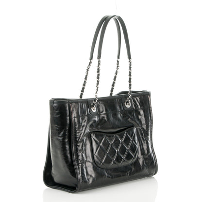 Chanel Glazed Calfskin Small Deauville Tote Black 3 of 7