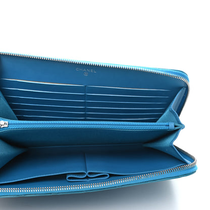 Chanel Patent Calfskin Quilted Zipped Clutch Blue 5 of 8