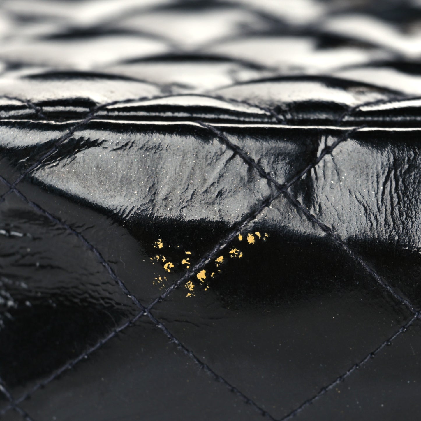 Patent Calfskin Quilted Mini Square Flap Black