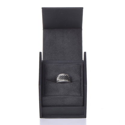 David Yurman Sterling Silver Pave Diamond Cable Cigar Band Ring 51 5.75 6 of 6