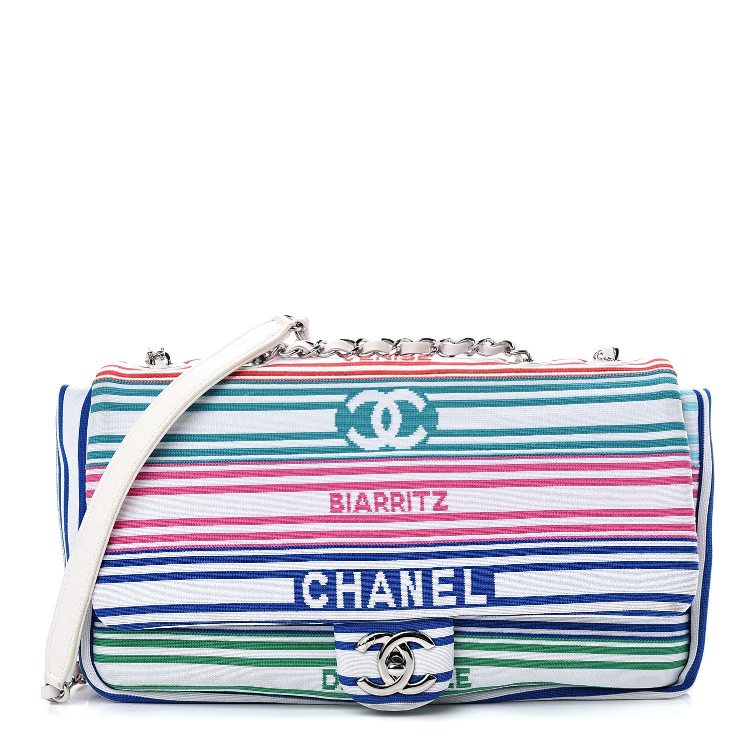 Chanel Mixed Fibers Lambskin Venise Biarritz Flap Bag Multicolor White 1 of 11