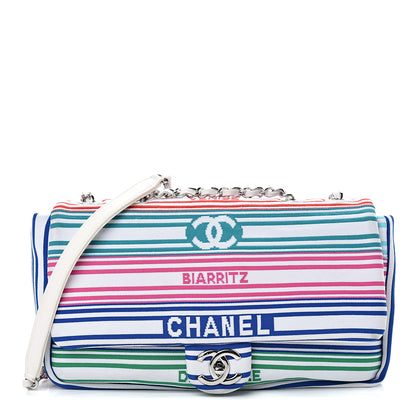 Chanel Mixed Fibers Lambskin Venise Biarritz Flap Bag Multicolor White 1 of 11