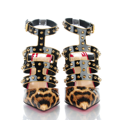 Christian Louboutin Patent Leopard Print Tchicaboum 100 Pumps 37 Version Brown 2 of 8