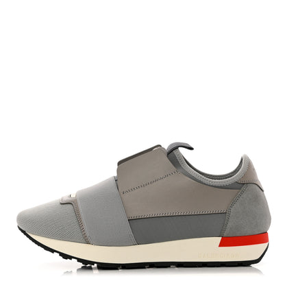 Balenciaga Mesh Calfskin Jersey Crepe Suede Mens Race Runner Sneakers 39 Gris 1 of 8