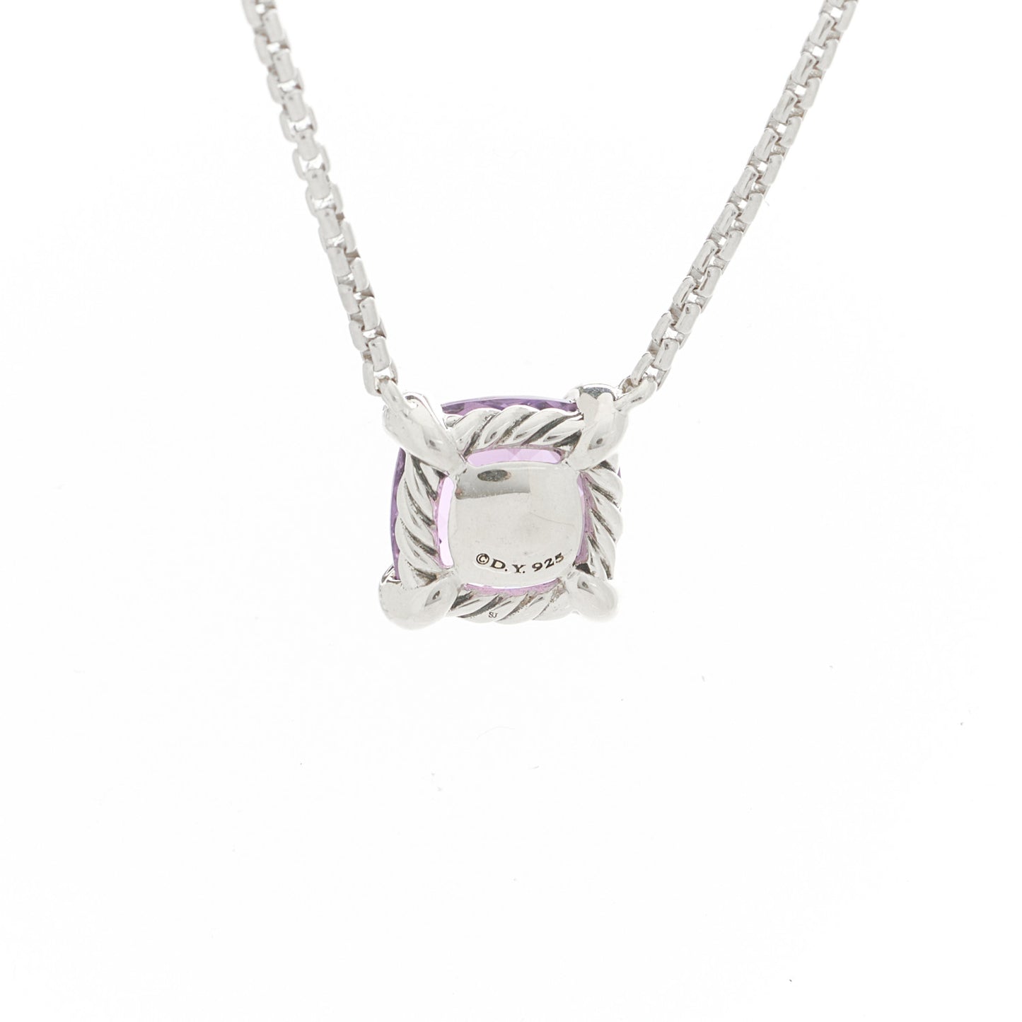 Sterling Silver Diamond Amethyst 9mm Petite Chatelaine Pendant Necklace