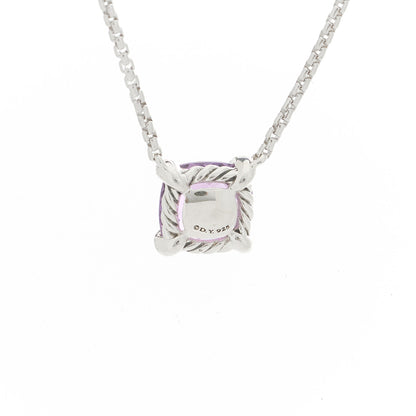 David Yurman Sterling Silver Diamond Amethyst 9mm Petite Chatelaine Pendant Necklace 4 of 6