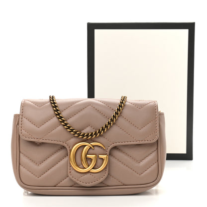 Gucci Calfskin Matelasse Super Mini GG Marmont Shoulder Bag Porcelain Rose 11 of 11
