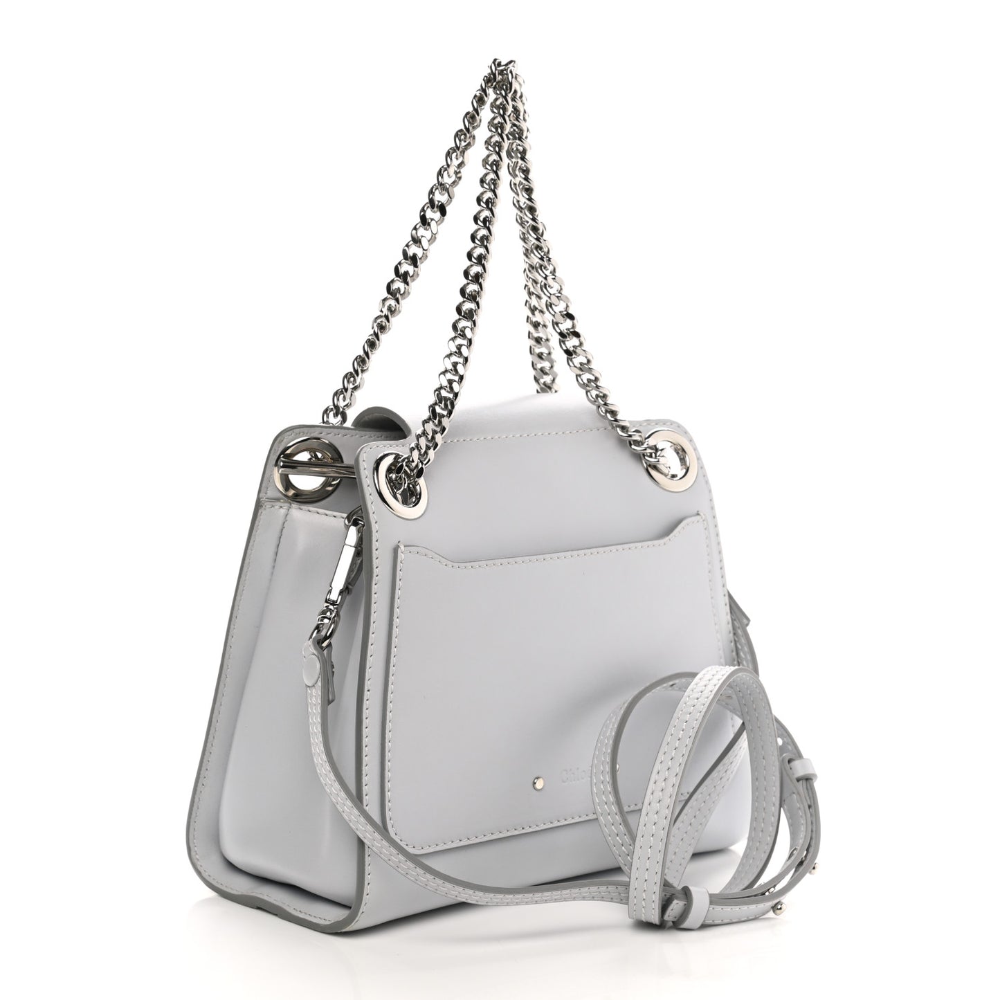 Shiny Calfskin Mini Annie Shoulder Bag Airy Grey
