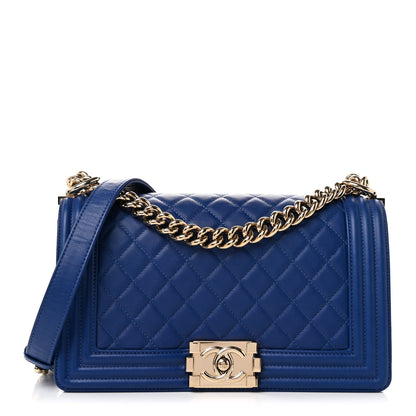 Chanel Calfskin Quilted Medium Boy Flap Blue 1 of 10