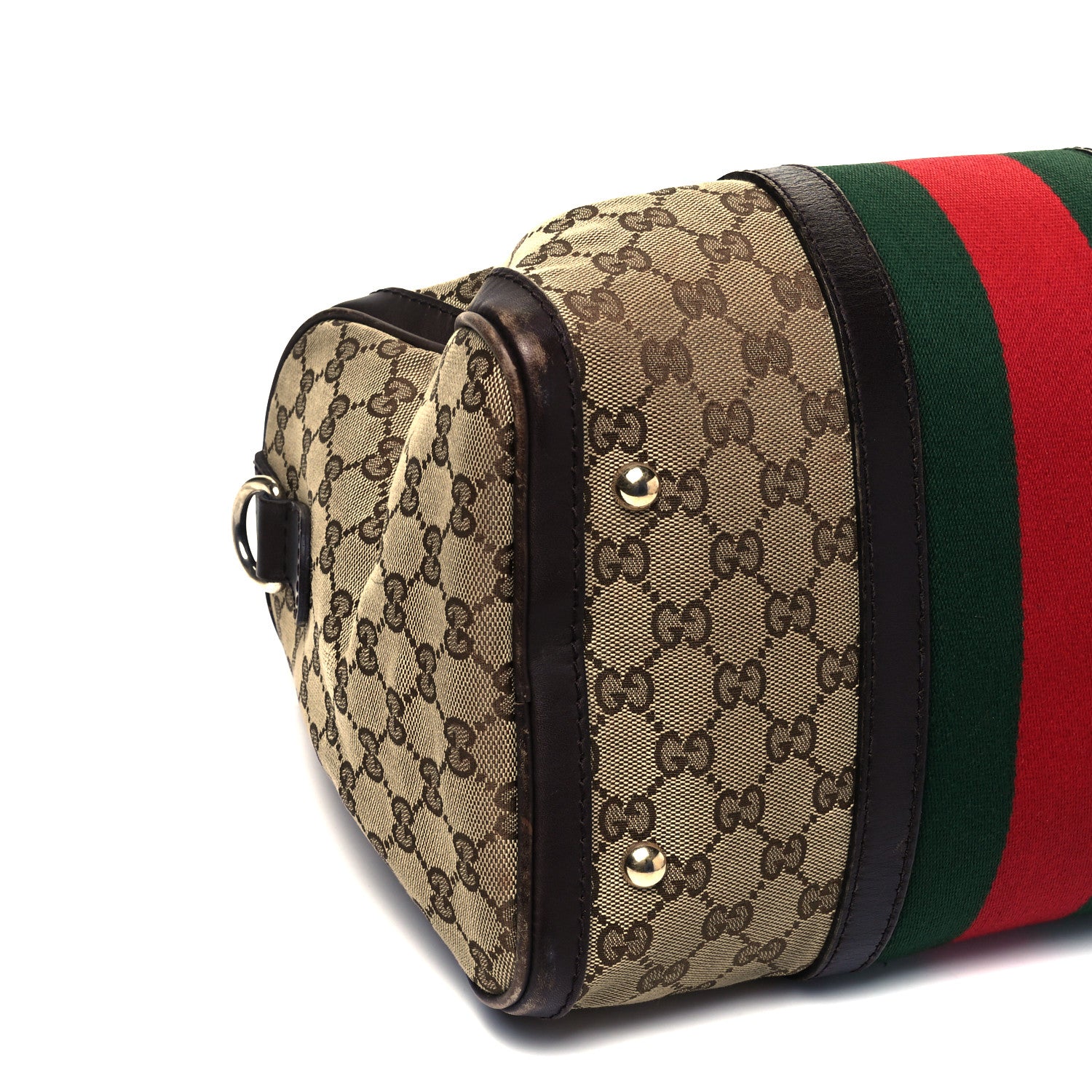 Gucci Monogram Vintage Web Medium Boston Dark Brown 9 of 10