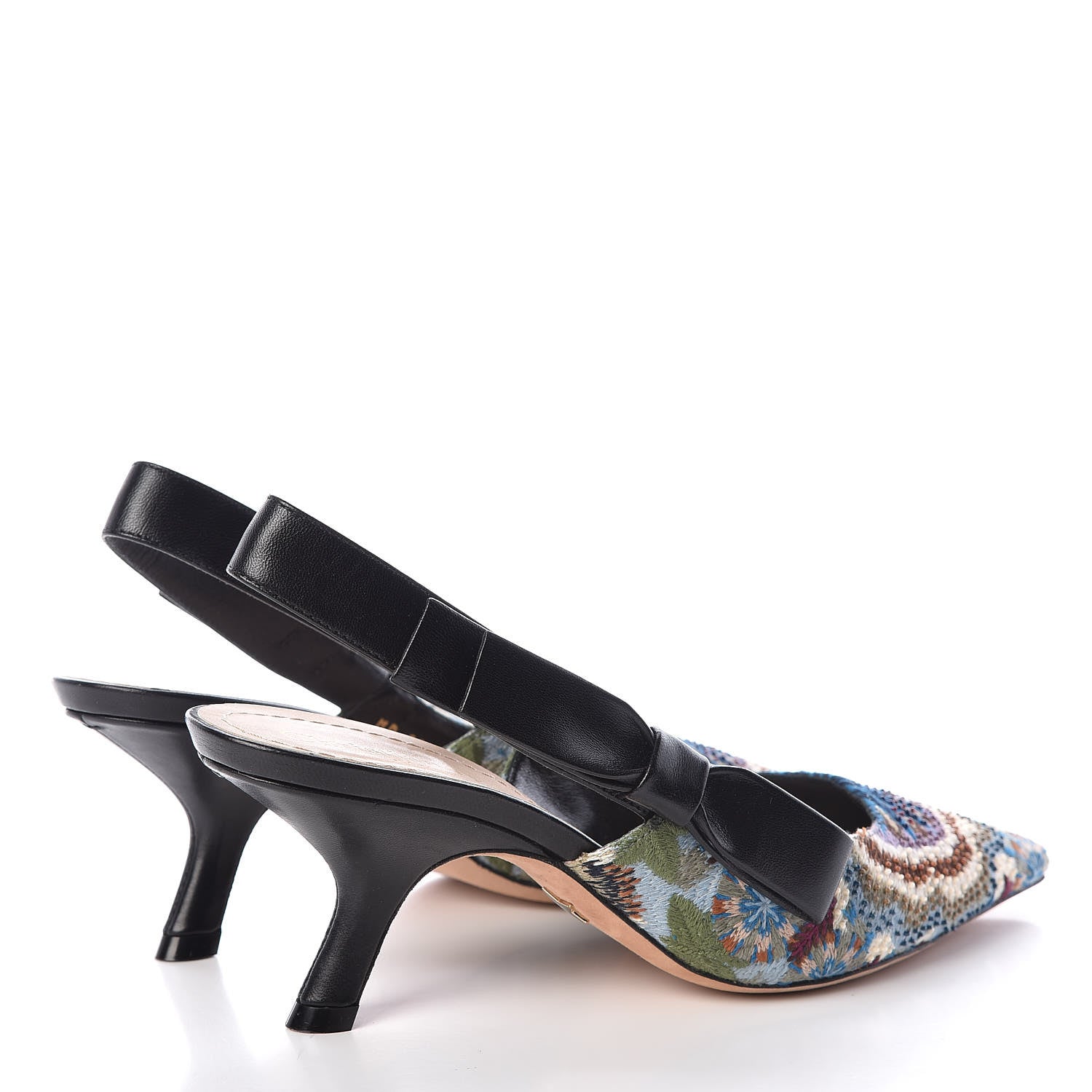 Christian Dior Embroidered Calfskin Beaded Sweet D Sling-Back Pumps 37 Deep Amaranth 4 of 8