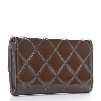 Chanel Patent Quilted Flap Card Holder Brown 2 of 9
