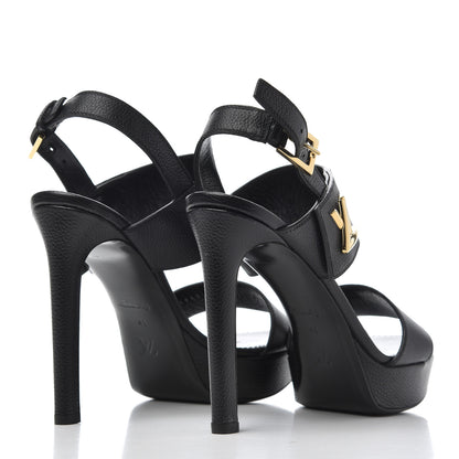 Louis Vuitton Grained Calfskin Horizon Platform Sandals 41 Black 4 of 11