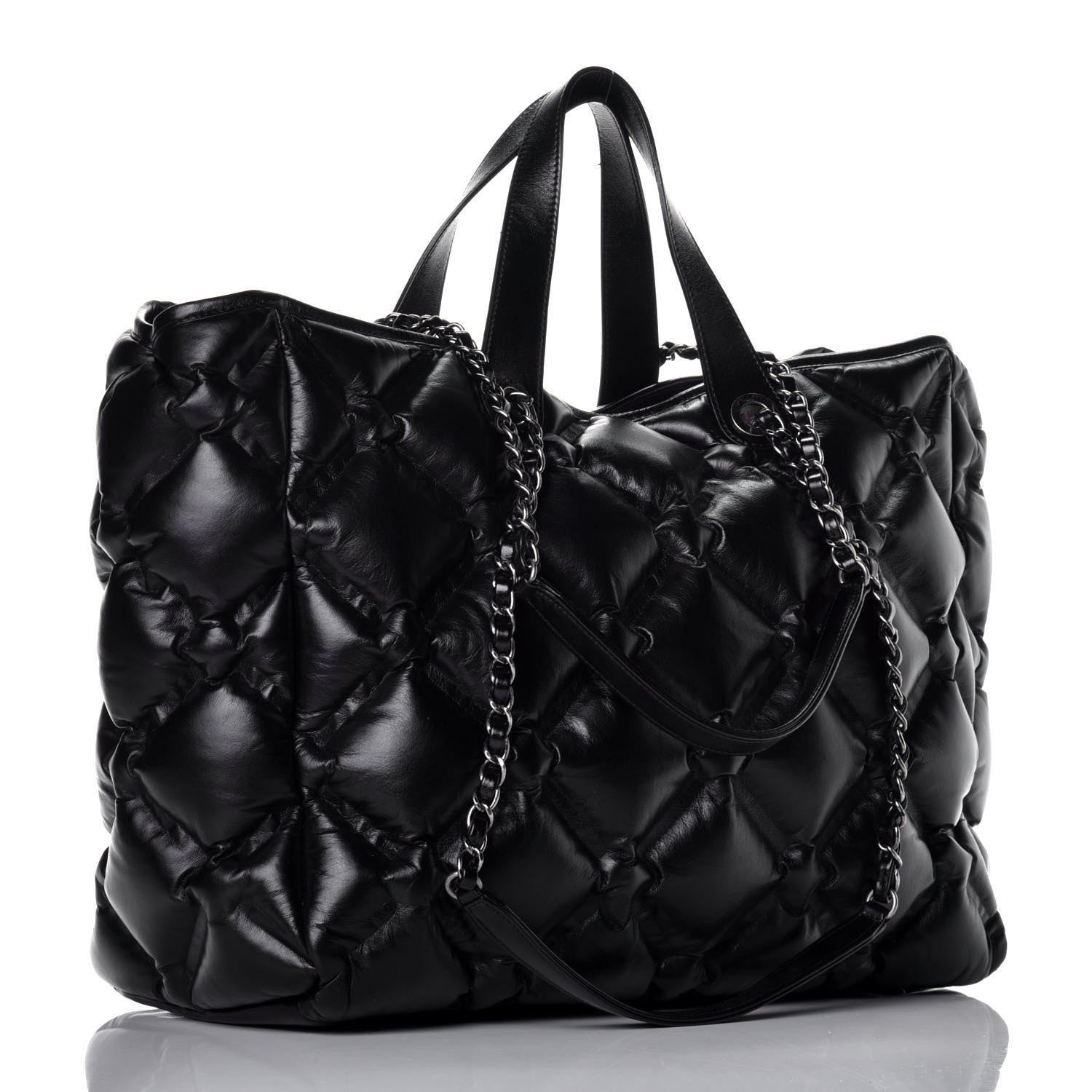 Chanel Calfskin Quilted Large Chesterfield Tote Black 4 of 11