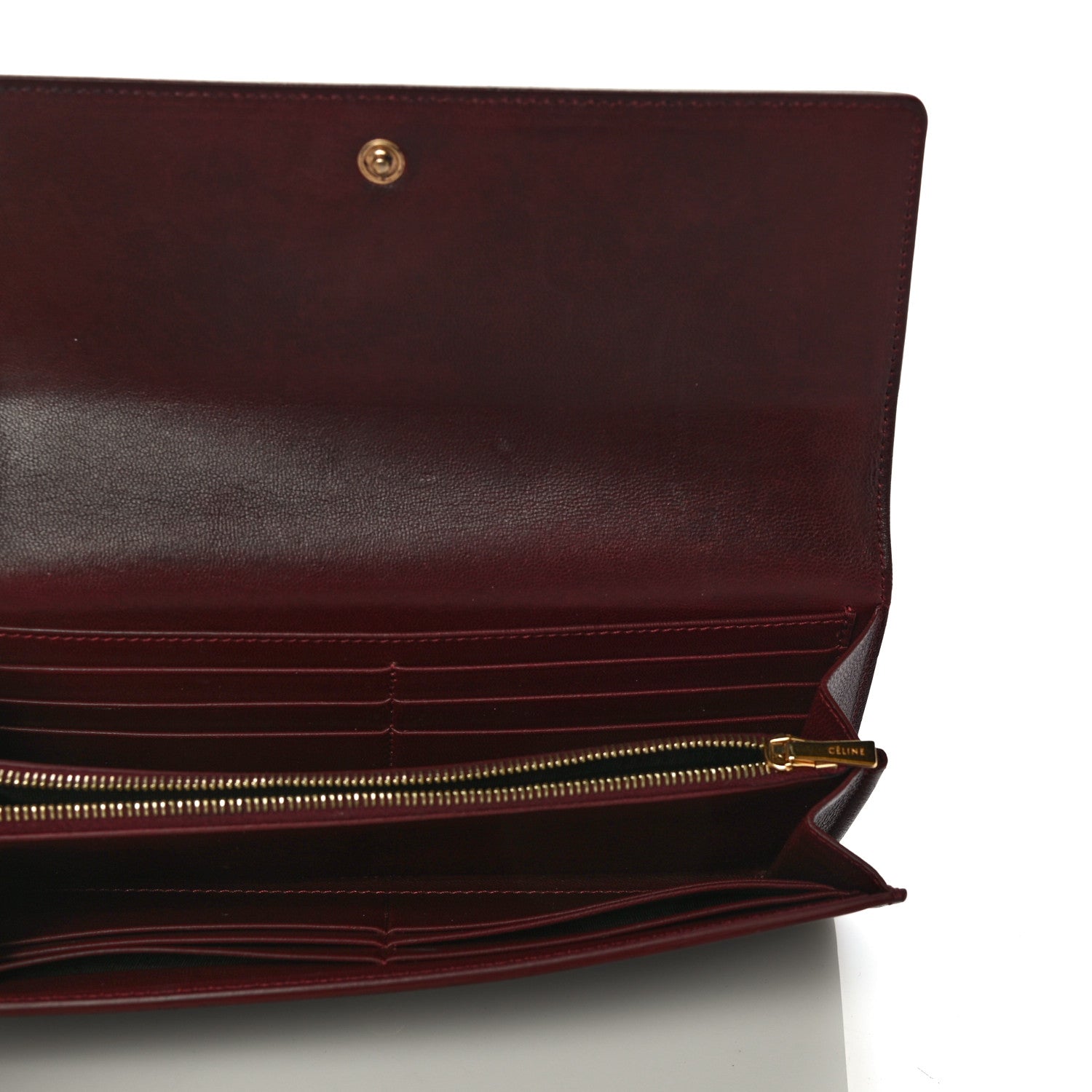 Celine Goatskin Large Flap Wallet Burgundy 5 of 15