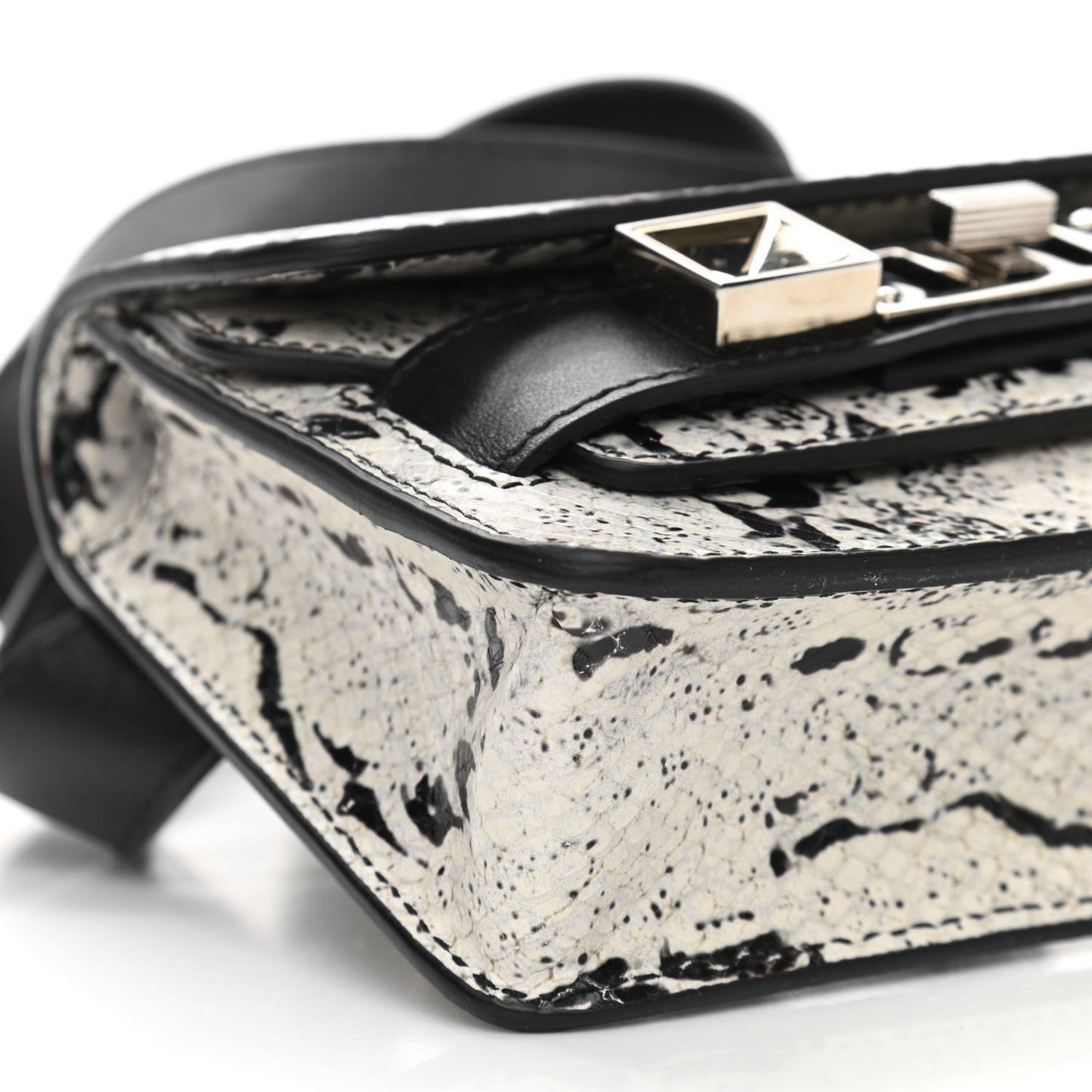 Calfskin Snakeskin Embossed Micro PS11 Belt Bag Optic White Black