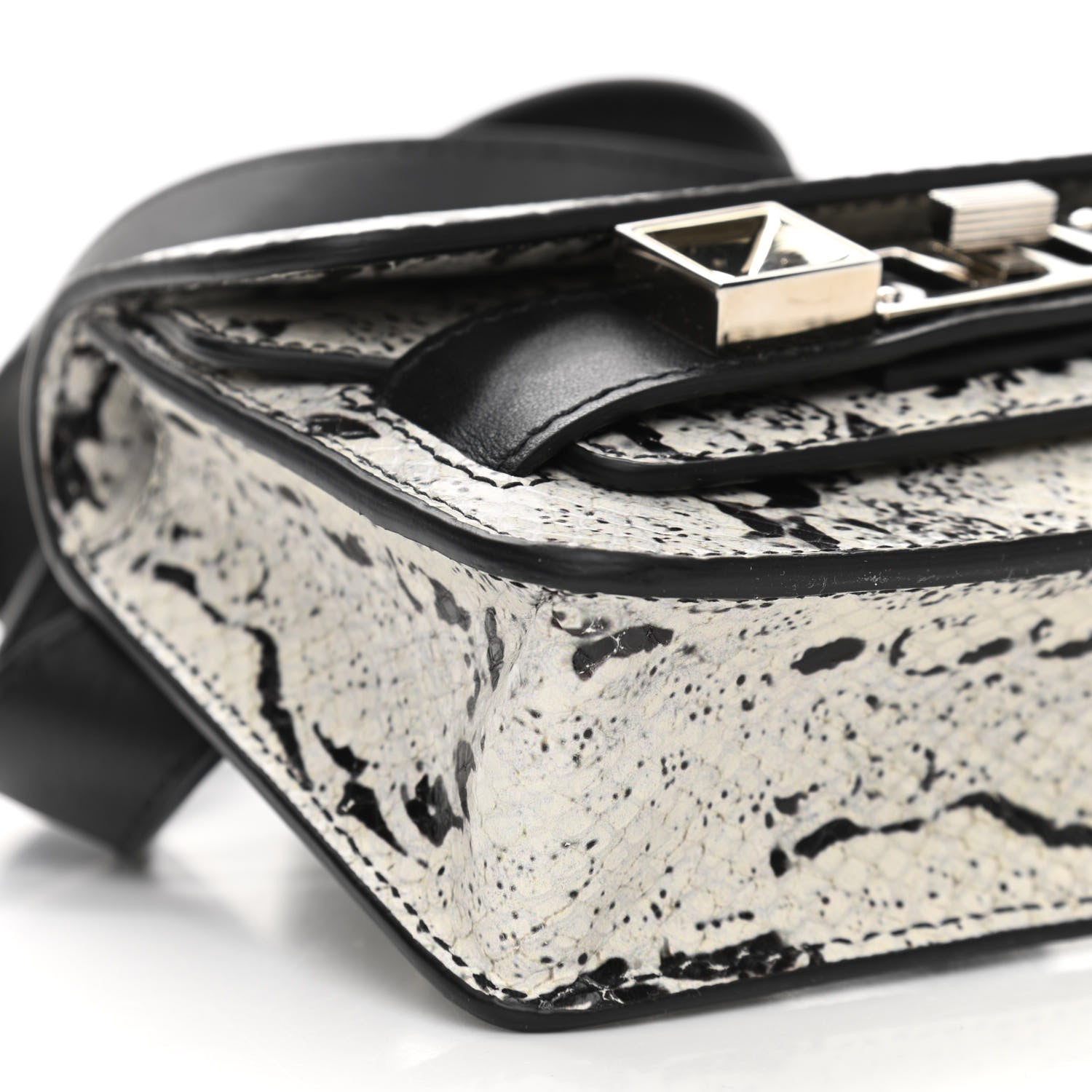 Proenza Schouler Calfskin Snakeskin Embossed Micro PS11 Belt Bag Optic White Black 9 of 10