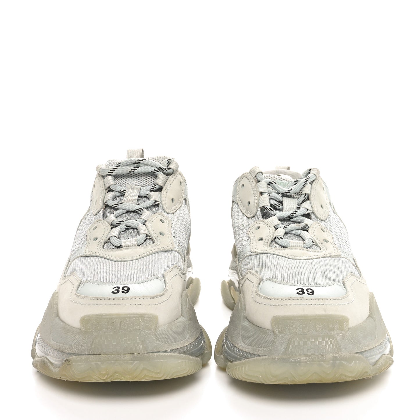 Fabric Mesh Clear Sole Womens Triple S Sneakers 39 Pearl Grey