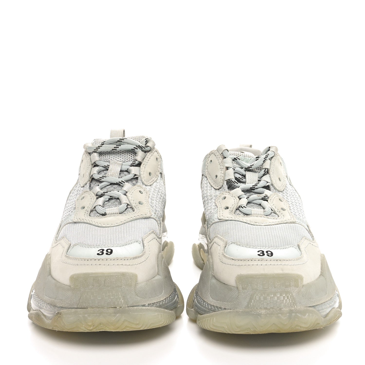 Balenciaga Fabric Mesh Clear Sole Womens Triple S Sneakers 39 Pearl Grey 3 of 10