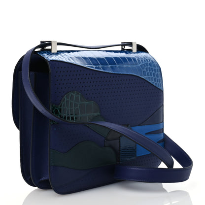 Hermes Shiny Alligator Swift Perforated Lizard Endless Road Constance 24 Bleu Zellige Bleu Encre Blue Nuit Vert Anglais 3 of 11