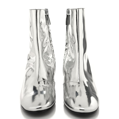 Balenciaga Miroir Calfskin Ankle Booties 38.5 Argent 2 of 7