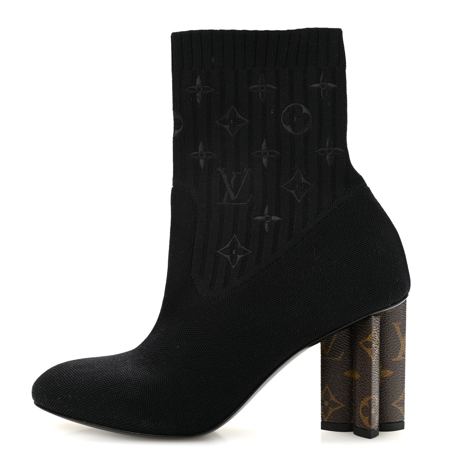Louis Vuitton Monogram Stretch Fabric Silhouette Ankle Boots 39 Black 1 of 8