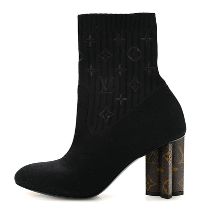 Louis Vuitton Monogram Stretch Fabric Silhouette Ankle Boots 39 Black 1 of 8