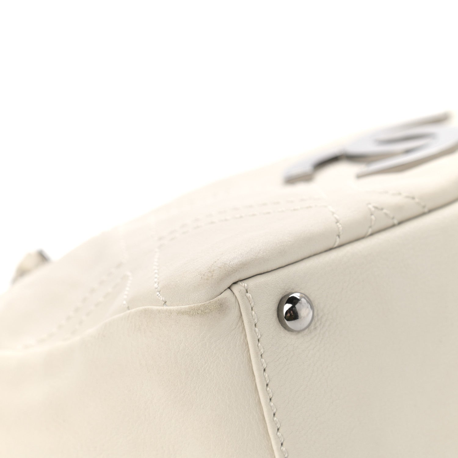 Chanel Calfskin Small Diamond Stitch Tote White 5 of 12