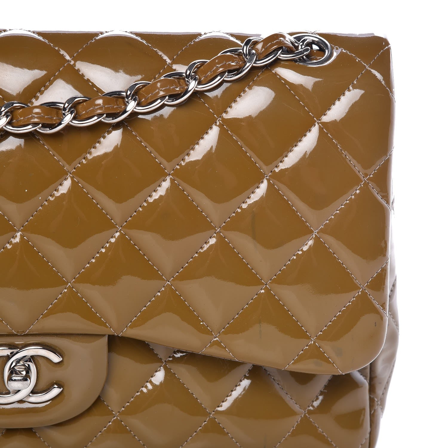 Chanel Patent Quilted Double Flap Light Brown 8 of 13