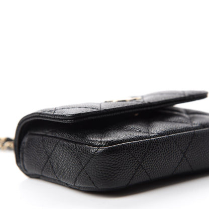 Chanel Caviar Quilted Pearl Card Holder On Chain Black 6 of 11