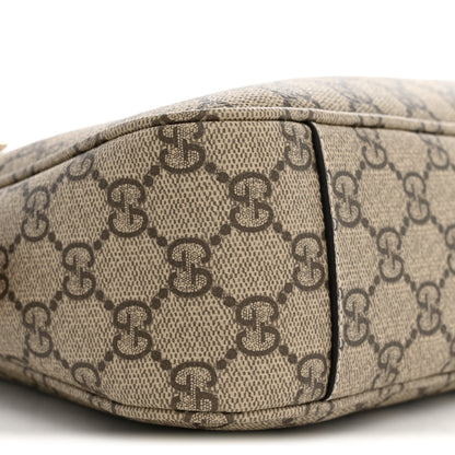 Gucci GG Supreme Monogram Textured Calfskin Medium Emblem Shoulder Bag Beige Dark Brown 9 of 10