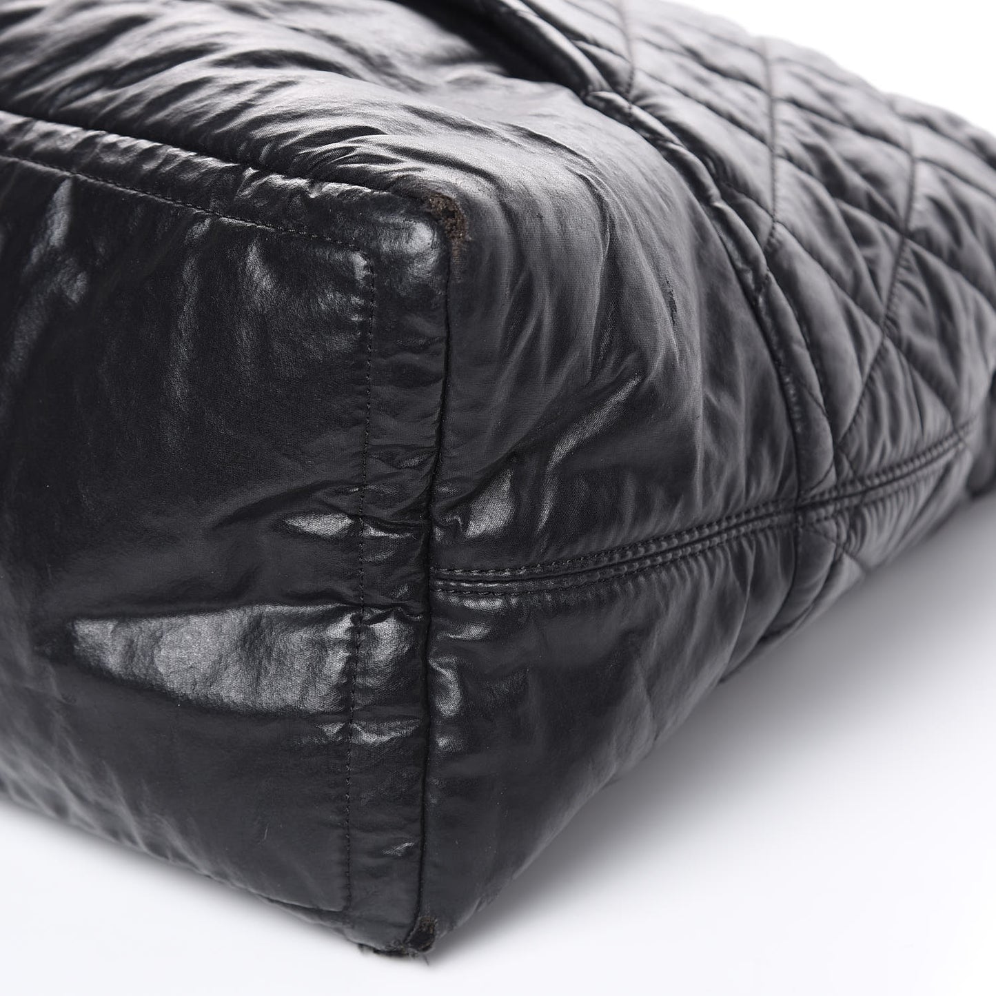 Coated Canvas Quilted Large Garment Travel Bag Black