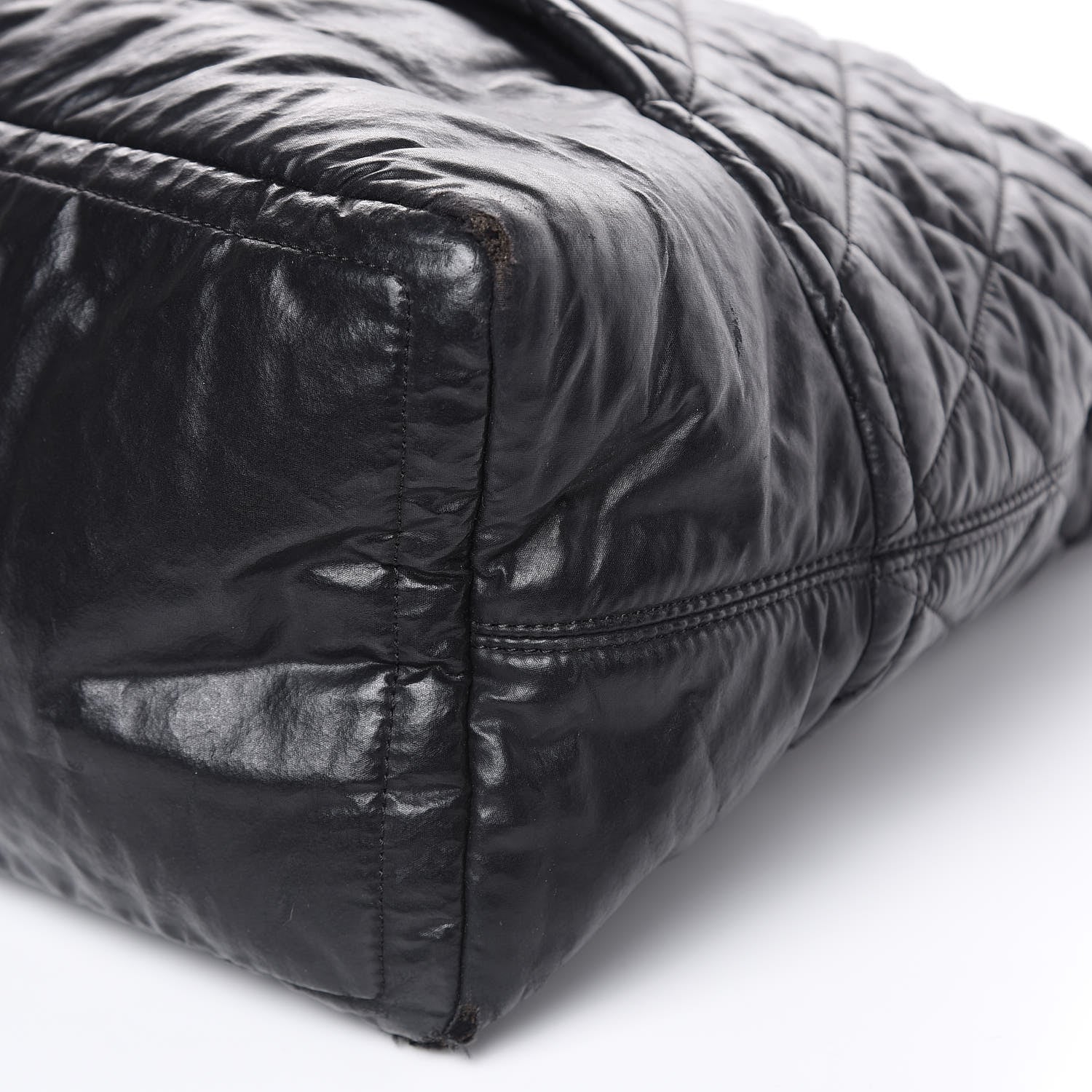 Chanel Coated Canvas Quilted Large Garment Travel Bag Black 10 of 16