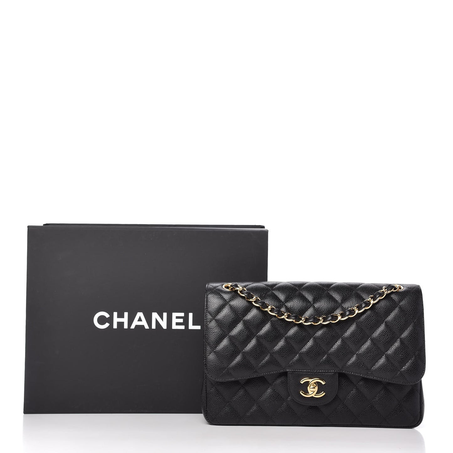 Caviar Quilted Jumbo Double Flap Black