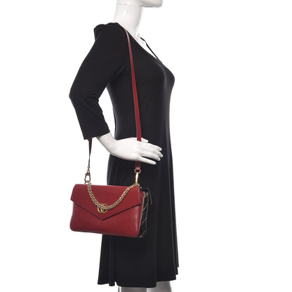 Gucci Calfskin Diagonal GG Medium Thiara Double Envelope Shoulder Bag Black Red 2 of 18