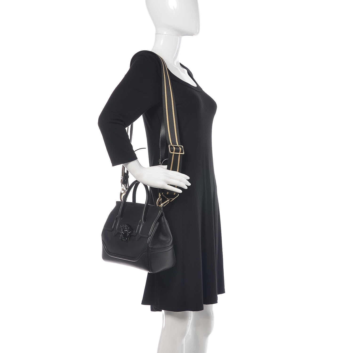 Versace Calfskin Medium Palazzo Empire Bag Black 2 of 10