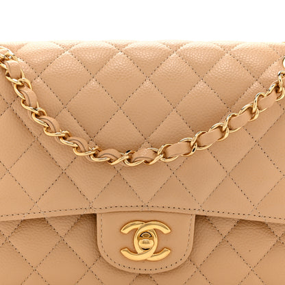 Chanel Caviar Quilted Medium Double Flap Beige 8 of 10