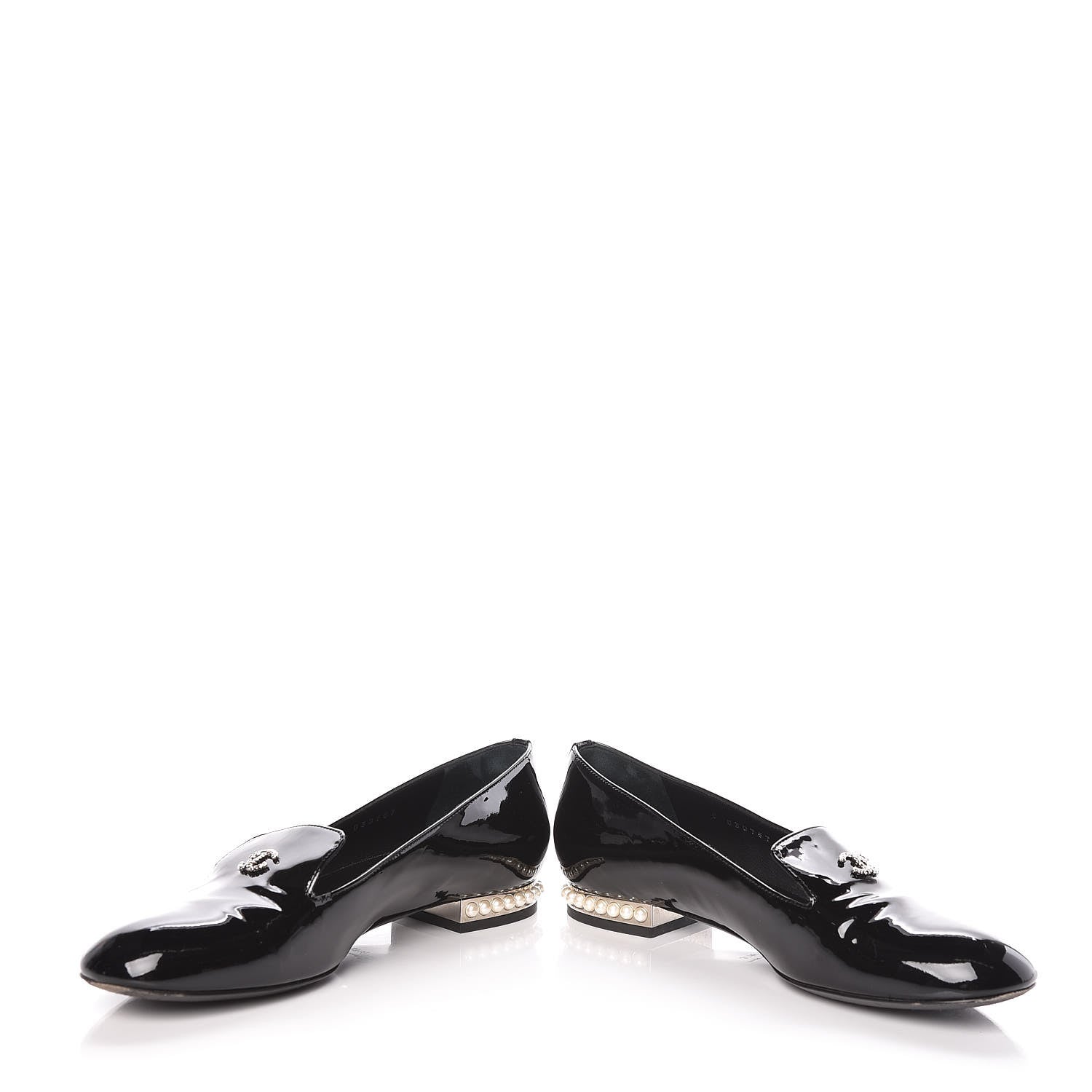Chanel Patent Calfskin Pearl CC Oxfords 37.5 Black 5 of 10