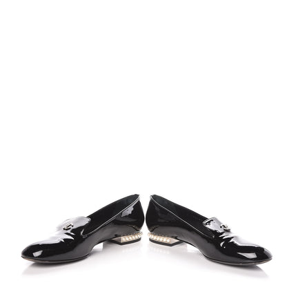 Chanel Patent Calfskin Pearl CC Oxfords 37.5 Black 5 of 10
