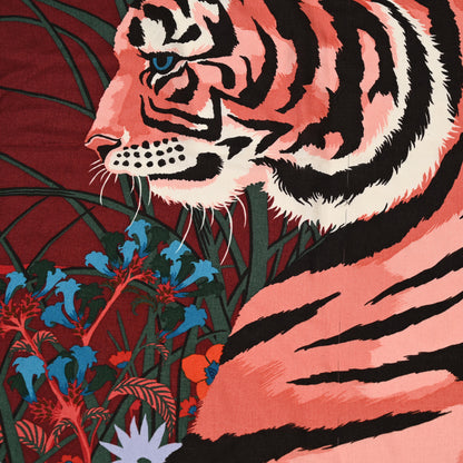 Hermes Cashmere Silk Tyger Tyger Shawl 140 Bordeaux Bleu Corail 6 of 7