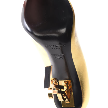 Saint Laurent Calfskin Opyum 100 Pumps 36.5 Gold 6 of 10