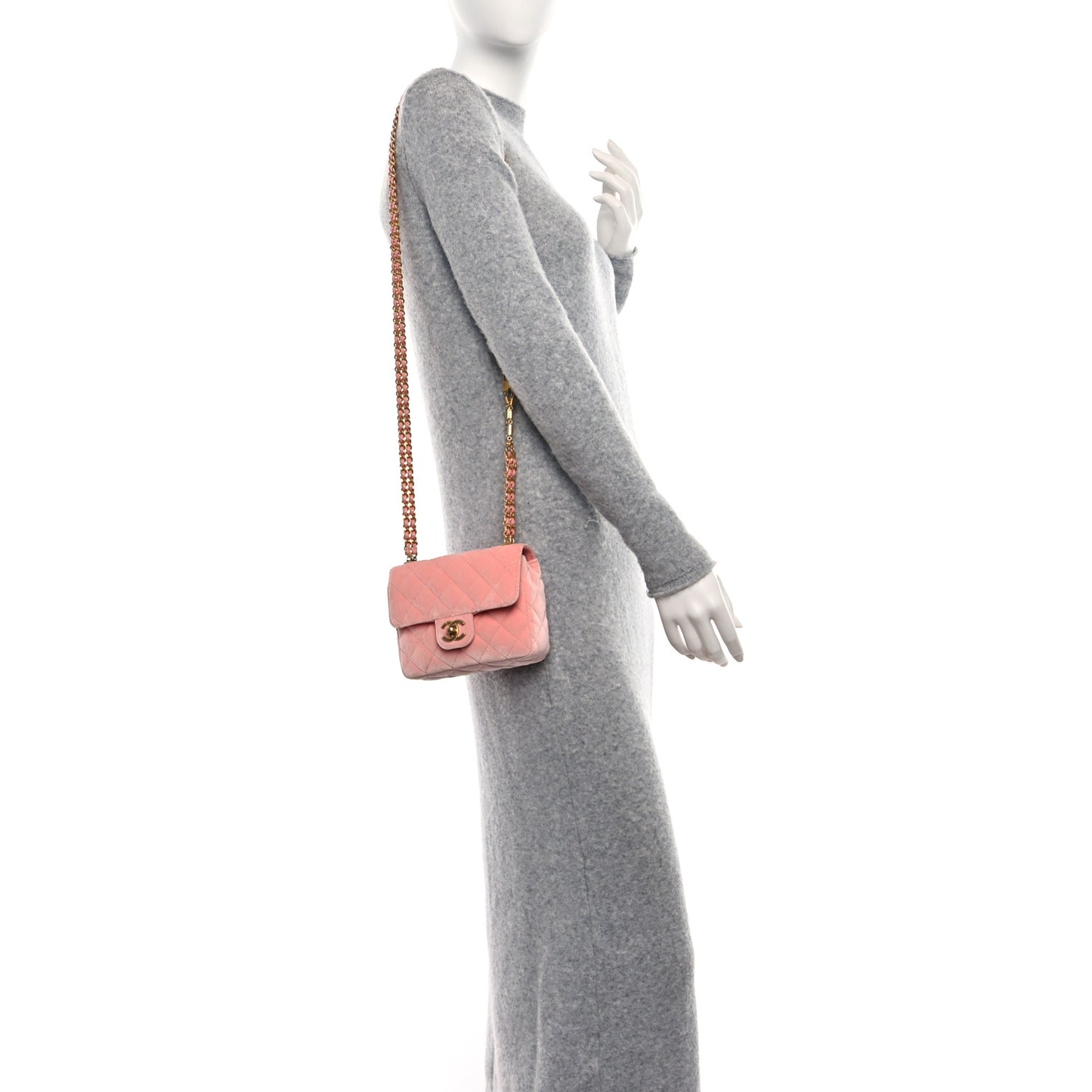 Velvet Enamel Mini Flap Light Pink