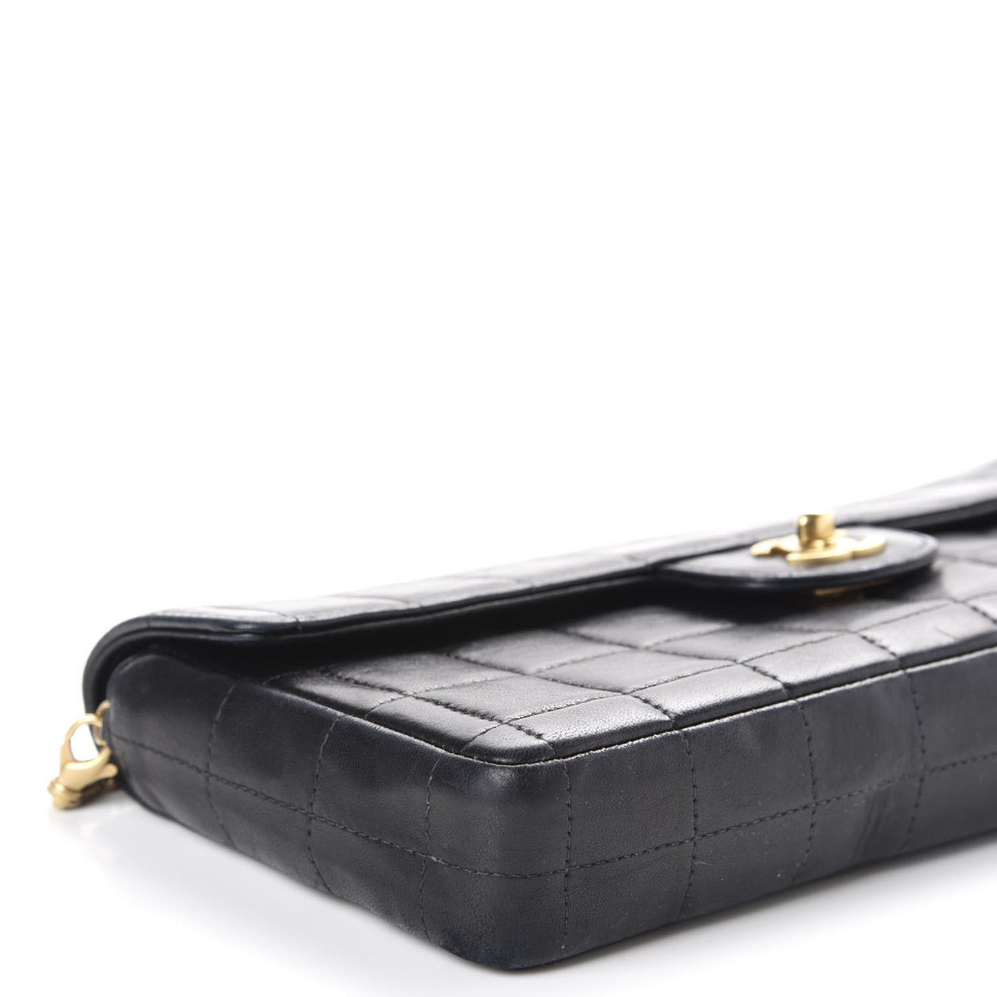 Lambskin East West Chocolate Bar Flap Black