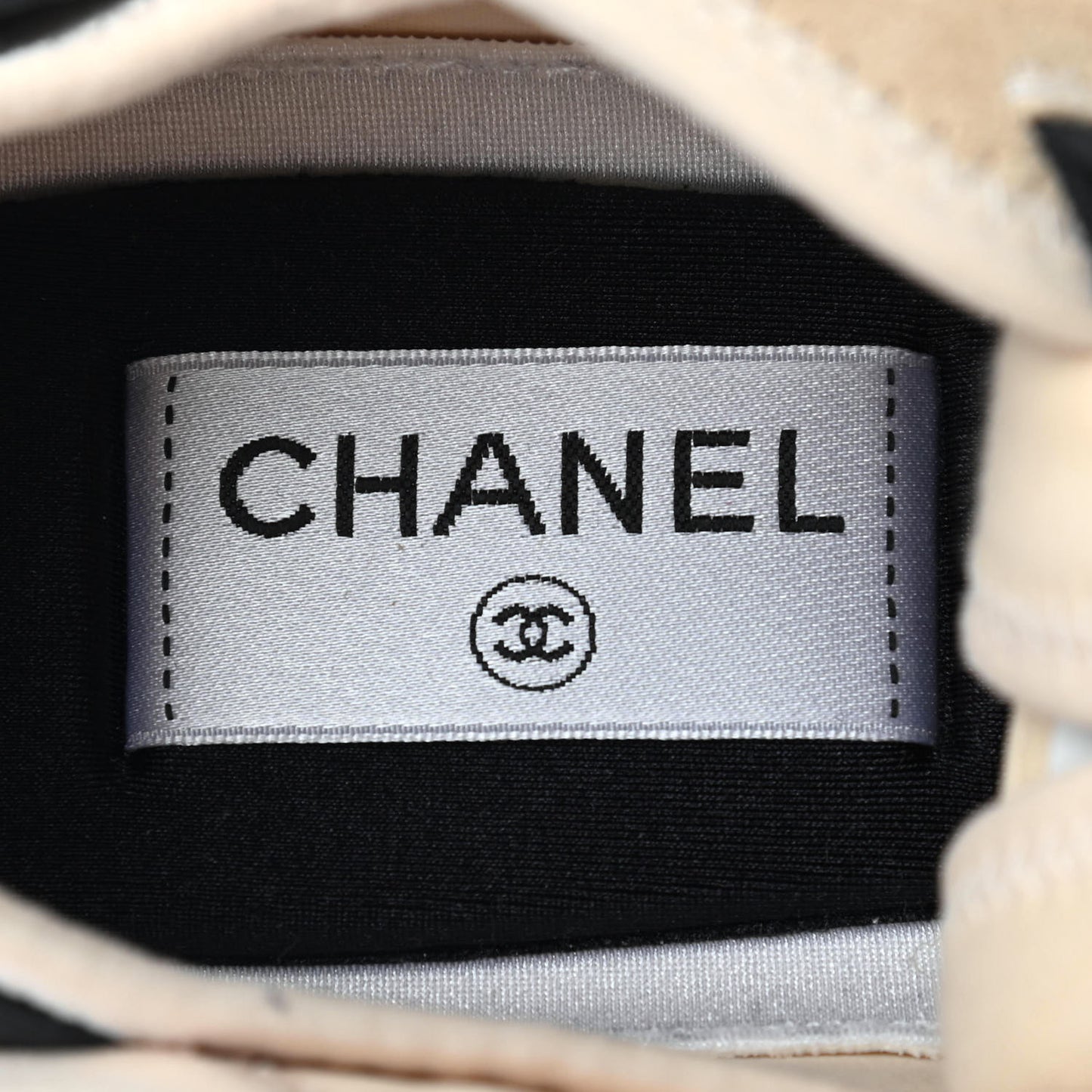 Velvet Calfskin Mixed Fibers CC Sneakers 39 Beige