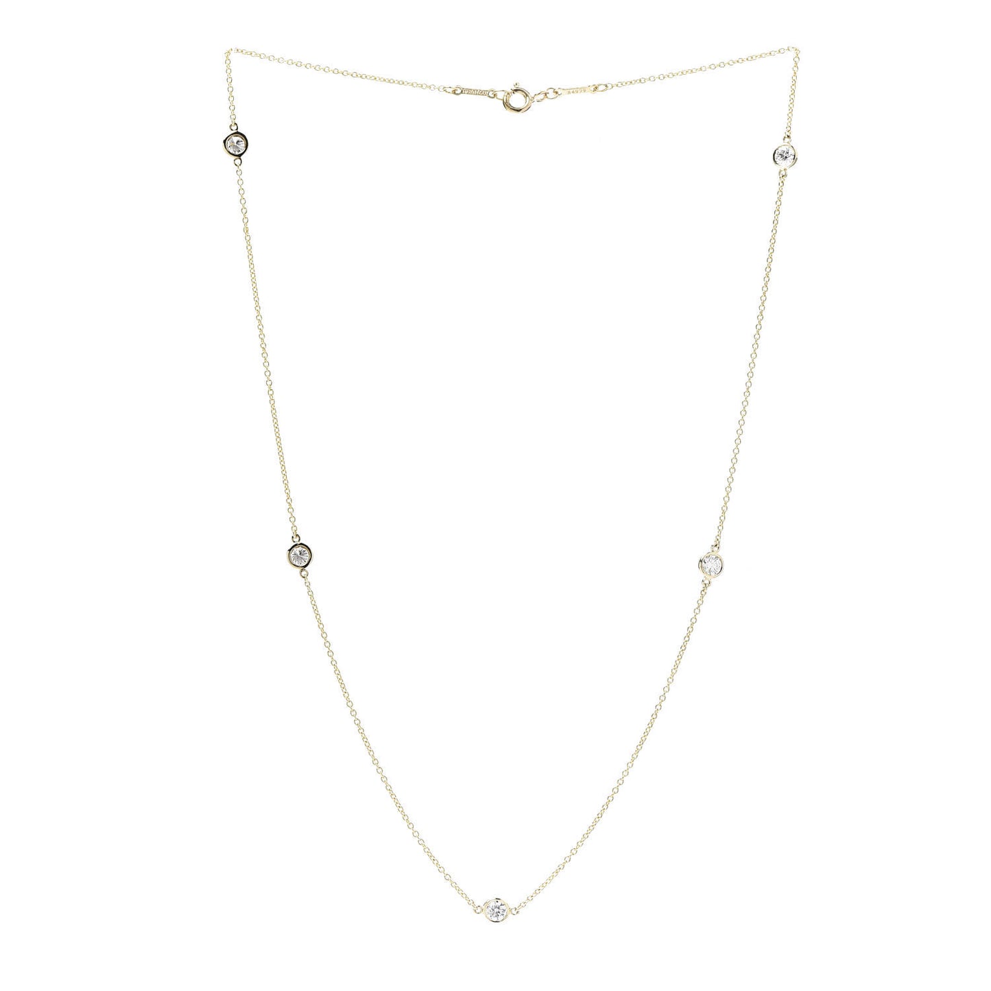 18K Yellow Gold Diamond .75ctw 5 Station Diamonds by the Yard Necklace