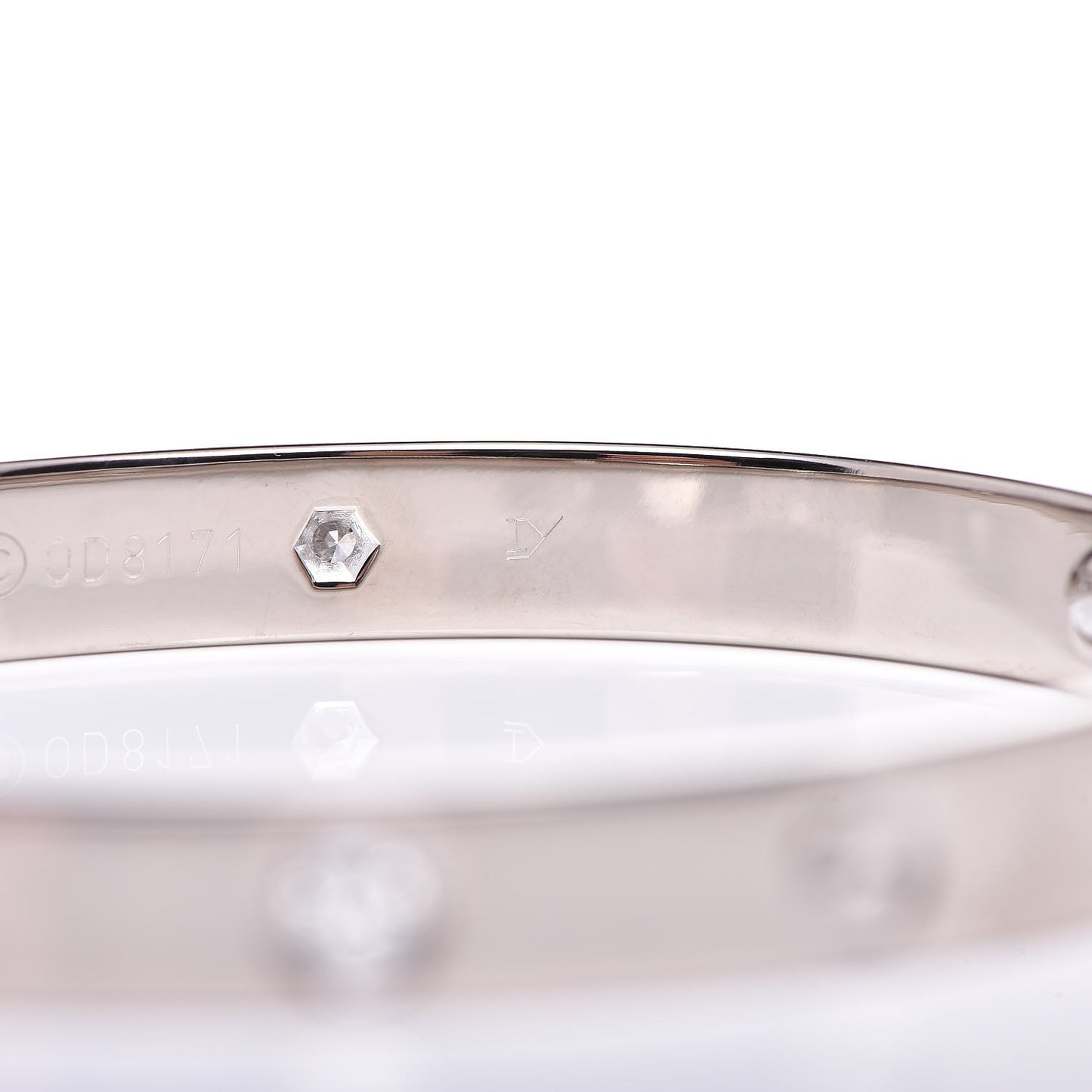 18K White Gold 4 Diamond LOVE Bracelet 17