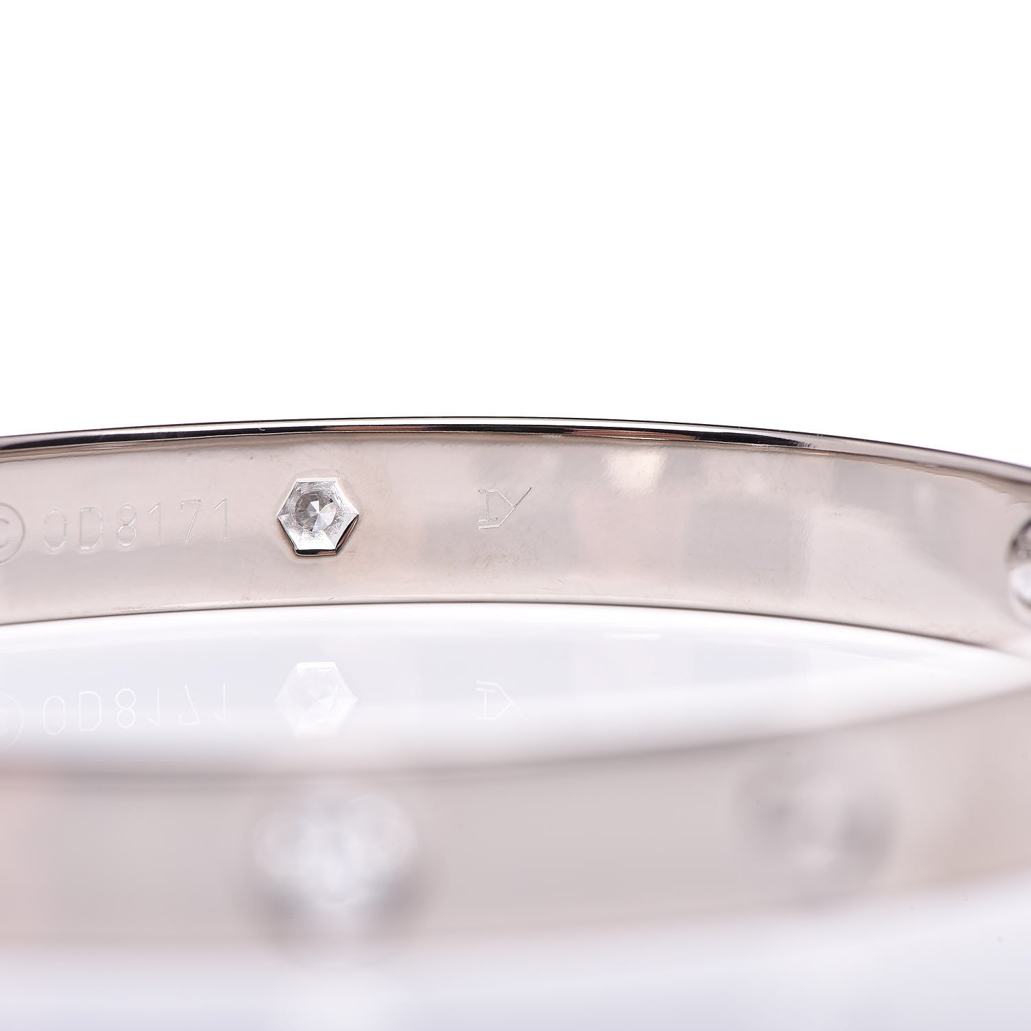 Cartier 18K White Gold 4 Diamond LOVE Bracelet 17 7 of 10
