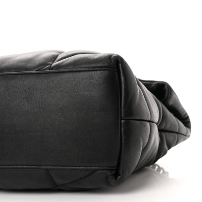 Saint Laurent Lambskin Quilted Monogram Monochrome Medium Loulou Puffer Chain Satchel Black 11 of 12
