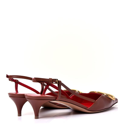 Valentino Garavani Calfskin Vlogo Slingback 40mm Pumps 39.5 Gingerbread 3 of 9