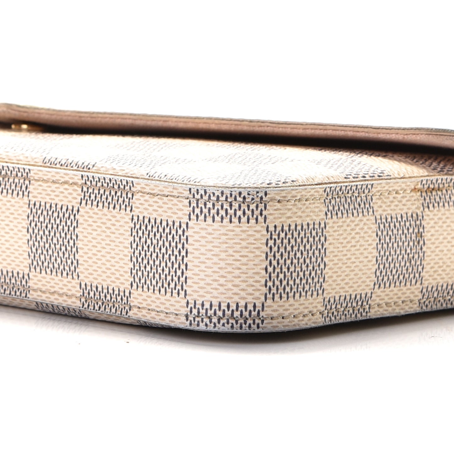Damier Azur Pochette Felicie Chain Wallet Rose Ballerine